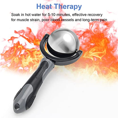 Cold Massage Roller Ball with Handle-Back Muscle Metal Ice Roller Ball Tool - color: Black