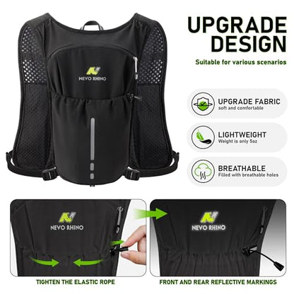 N NEVO RHINO Running Vest with 1.5L Water Bladder, Hydration Vest Pack - color: Black