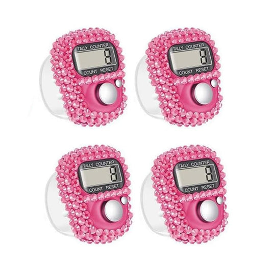 4Pcs Finger Counter - 20g Electronic Finger Counter, 5-Digit Number Count Clicker, Counter Clicker Finger Pitch Counter, Electronic Finger Counter, Finger Tally Counter for Pitch - color: Pink