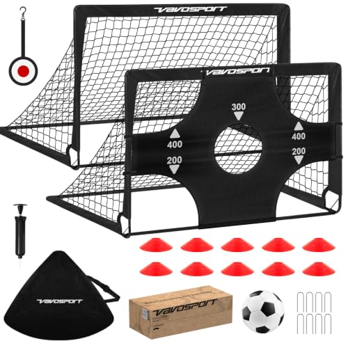 2 Pack 4x3 FT Kids Soccer Goals for Backyard, Portable Pop Up Soccer Goals