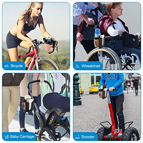 Accmor Stroller Cup Holder with Phone Keys Holder, 3-in-1 Universal Cup Holder, Drinks Bottle Holder for Stroller, Bike, Wheelchair, Walker, Scooter - color: Black Brown