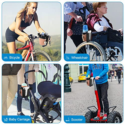 Accmor Stroller Cup Holder with Phone Keys Holder, 3-in-1 Universal Cup Holder, Drinks Bottle Holder for Stroller, Bike, Wheelchair, Walker, Scooter - color: Black Brown
