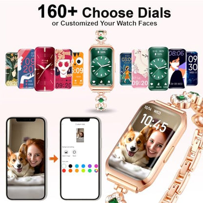 1.47" Smart Sports Watch, 10-Day Battery, IP68 Waterproof - color: Rose Gold-Green