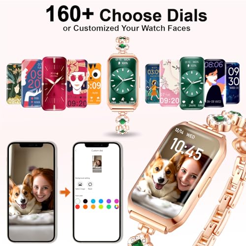 1.47" Smart Sports Watch, 10-Day Battery, IP68 Waterproof - color: Rose Gold-Green