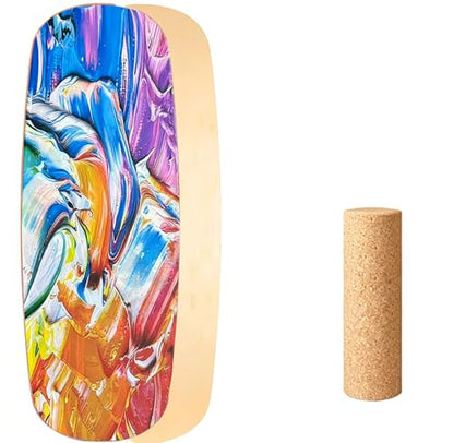 Balance Board with Cork Roller - color: oil painting