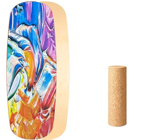 Balance Board with Cork Roller - color: oil painting
