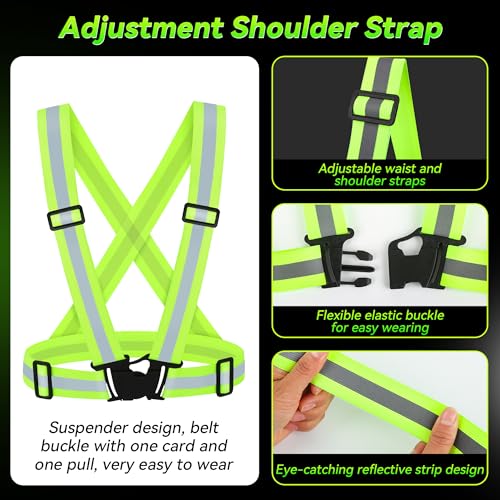 3PCS Reflective Vest Running Gear - color: Green X3