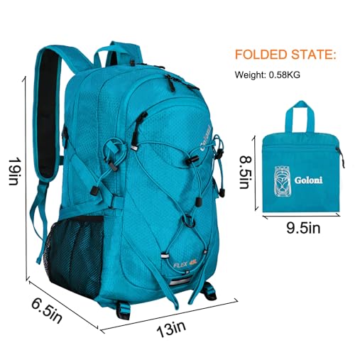 Goloni 45L Foldable Hiking Daypack, Lightweight Water‑Resistant Backpack - color: Blue