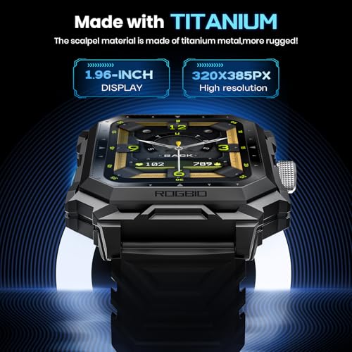 Smart Watch for Men (Answer/Make Call) 1.96" Military Smartwatch 680mAh Battery IP69 Waterproof Smart Watches Fitness Activity Tracker With Blood Pressure Heart Rate Sleep Monitor for Android Phones
