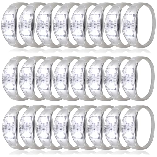 100 Pcs LED Bracelets Sound Activated with Flashing LED Strobe Music Control Light Up Bracelets for Rave, Game Prizes, Birthday Party Favor,Valentine's Day gift - color: White