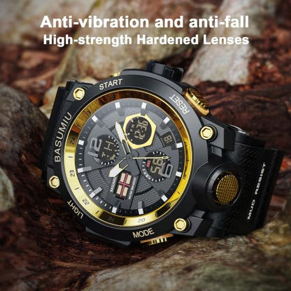Military Digital Watches for Men Waterproof Work Mens Watch Sports - color: A-Gold