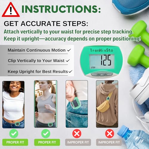 Pedometer for Walking Steps and Miles,Simple Step Counter Clip on Pedometer for Walking Steps and Miles Step Mile Tracker for Running Women Men Kids Seniors,TrenHivSto