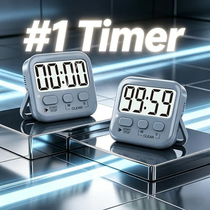 Antonki 2 Pack Digital Timer for Kids Classroom Kitchen Timers for Cooking - color: Space Grey