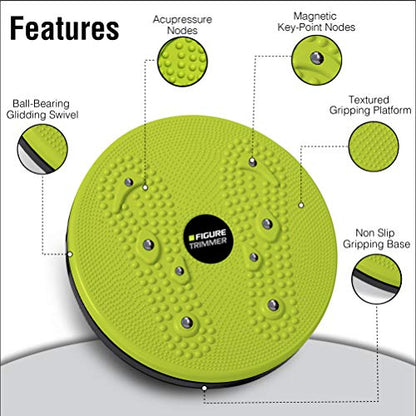 Figure Trimmer Ab Twister Board for Exercise Waist Twisting Disc Acupressure Nodes - color: Lime Green
