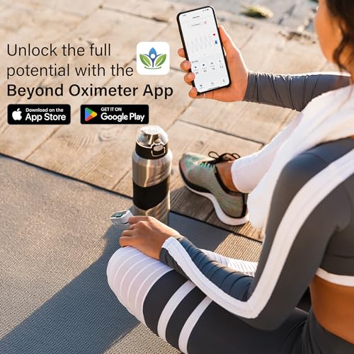 Zacurate 500E-B Wireless Bluetooth Fingertip Blood Pulse Oximeter Monitor with FREE App, SpO2, Heart Rate, Plethysmograph, and Perfusion Index Finger Oxygen Sensor Meter