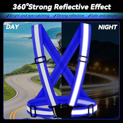 3PCS Reflective Vest Running Gear - color: Blue X3