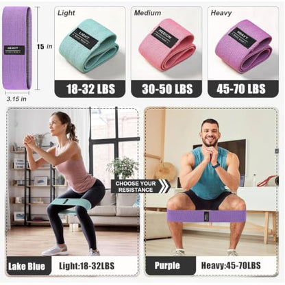 3 Levels Fabric Exercise Bands for Legs and Butt