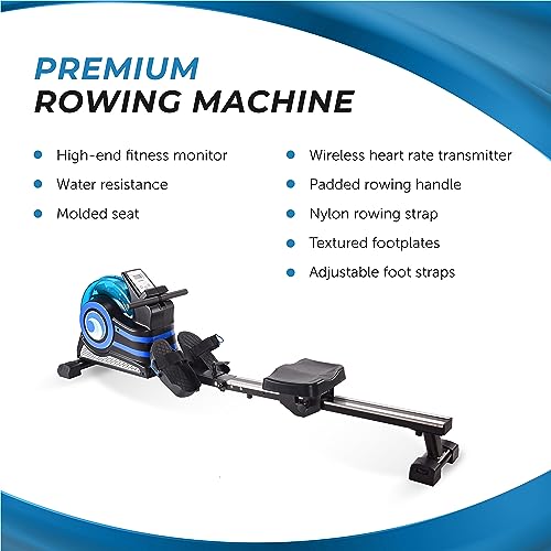 Stamina Inmotion Rower Compact, Efficient Cardiovascular Rowing Machine Smooth Adjustable Tension - color: black, blue