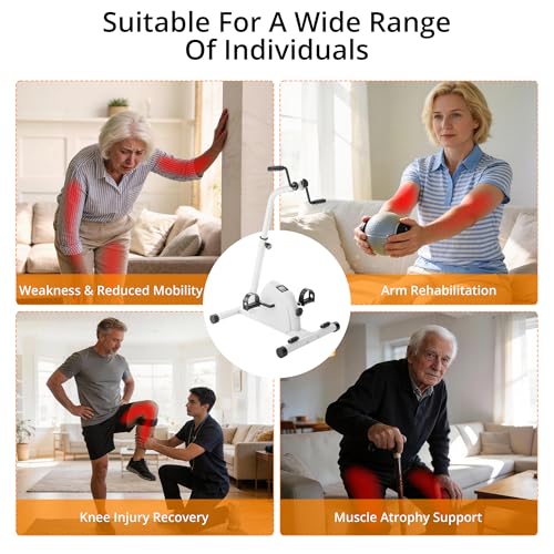 RYGEO Arm Leg Pedal Exerciser Bike Hand Arm Leg and Knee Peddler Adjustable Fitness Equipment for Seniors Cardio Exercise