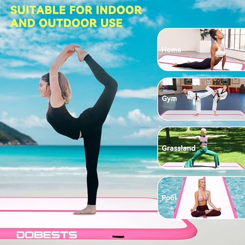 DOBESTS Gymnastics Mat Inflatable Tumble Track Tumbling Mat 6.6ft/10ft/13ft/16ft/20ft,for Home Use Training Yoga Cheerleading with Air Pump