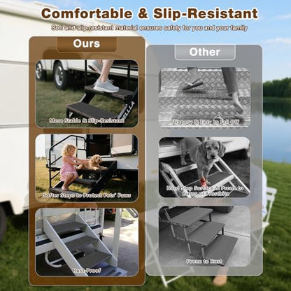 RV Step Covers 4 Pack, 24"x7.5", 6mm Thick High-Density EVA Foam: Self-Adhesive, Non-Slip RV Stair Covers. Trimmable Waterproof for Trailers, Camper, Motorhome. (Charcoal Gray) - color: Charcoal Gray