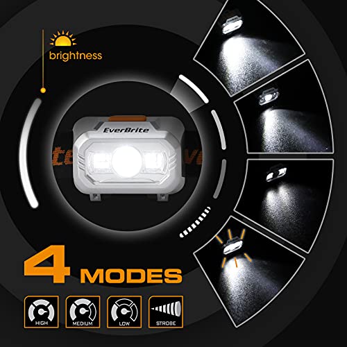 EverBrite 5 Pack LED Headlamp, 4 Lighting Modes with Pivoting Light Head