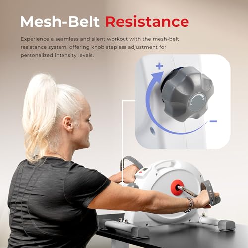 Sunny Health & Fitness Smart Mini Cycle, Under Desk Pedal Arm/Leg Exerciser - color: White