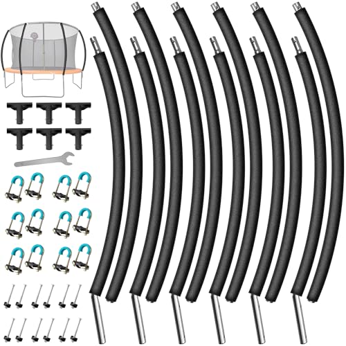 6PCS Trampoline Poles Replacement, Curved Enclosure Poles with 2 Setup Ways