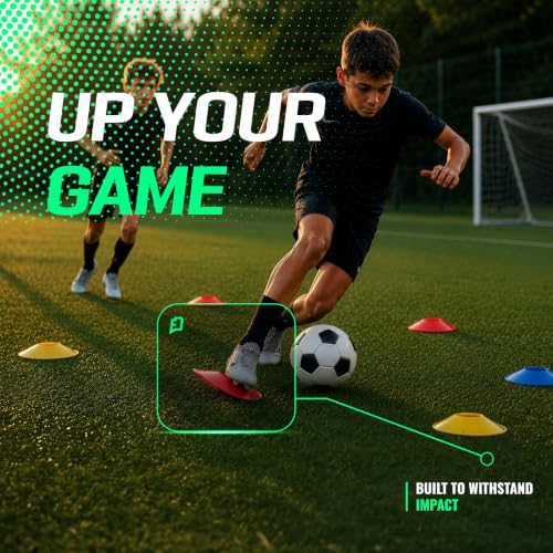 Agility Training Cones 25 Pack, Soccer Disc Cones with Holder, 5-Color Sports Cones for Speed - style: 25 Pack