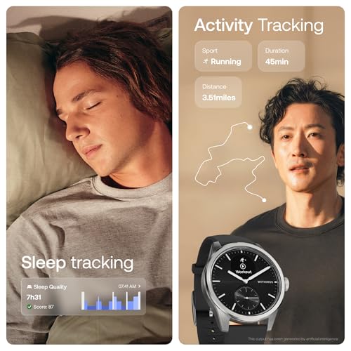 WITHINGS ScanWatch 2 - Hybrid Smart Watch, Heart Rate Monitoring, Fitness Tracker, Cycle Tracker, Sleep Monitoring, GPS Tracker, 30-Day Battery Life, Android & Apple Compatible, HSA/FSA - color: Black, style: Scanwatch 2 - 42mm