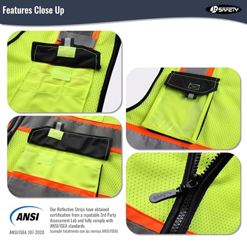 JKSafety Safety Vest for Men Women Hi Vis Reflective Vest JK220 Yellow 2XL - color: Jk220-yellow, size: XX-Large