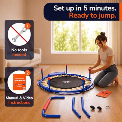 Happin 36" Toddler Trampoline for Kids with Handlebar, Foldable Indoor Mini - color: Blue and Red