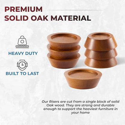 Bed Risers, Furniture Risers (Set of 8-Height 1") Can be Adjusted to 2'' 3''or 4'', Lifts Furniture Risers, Solid Natural Wood Risers, Non-Slip Recessed Hole (Light Brown Color) - color: Light Brown Color