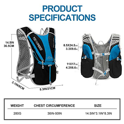 Hydration Pack Backpack, IX INOXTO Running Hydration Vest with 1.5L ( 50 oz) Water Bladder for Men Women, Lightweight Water Backpack for Hiking Cycling Climbing Camping (Black)