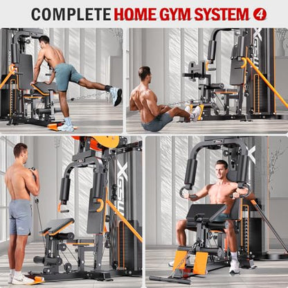 XGSW Multi-Function Home Gym Workout Station, Featuring a Pulley System, arm Trainer, and Leg Trainer for Full-Body Workouts. - size: L03-1 【154LBS】Fitness Station