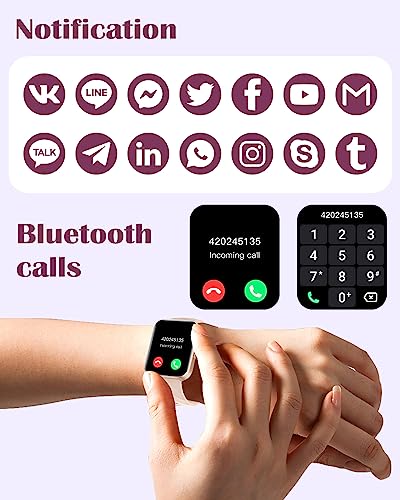 RUIMEN Smart Watches for Women, Bluetooth Calls, Fitness Tracker Pink - color: Pink
