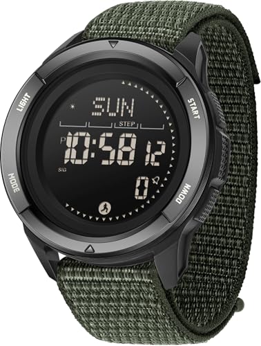 findtime Men's Digital Watch Pedometer Step Counter Watches Military Compass Waterproof Wrist Watch Tactical Sport Watch Calories Counter Pacer Running Wristwatch LED Light Stopwatch Countdown - color: Green