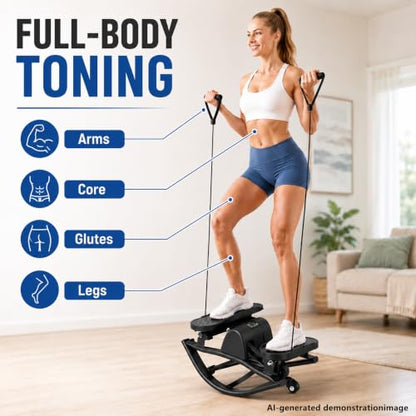 JSDMBD Rock Stepper Step Side-to-Side Lateral Rocking Fitness Stepper with Digital Monitor/Resistance Bands Machine for Home Workout