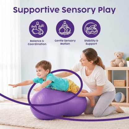 Hurtle Peanut Shaped Exercise Ball, Yoga Active Seat, Bounce Balance Desk Chair, Wiggle Flexible Sitting Ball for Kids, Boys, Girls and Adults - color: Purple