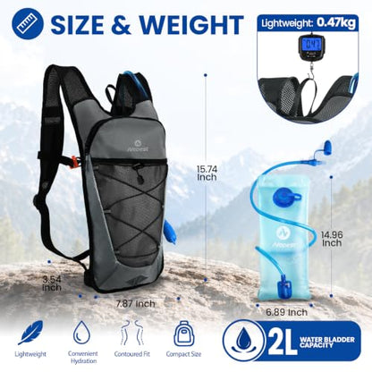 Nepest Hydration Backpack with 2L Water Bladder Water Back Pack - color: Grey