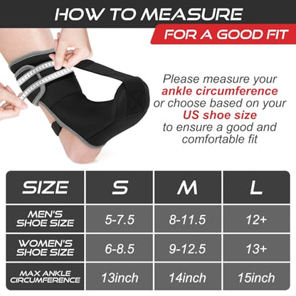 Plantar Fasciitis Night Splint Sock Soft Plantar Fasciitis Brace for Sleeping Achilles Tendonitis Foot Drop Heel Pain - Plantar Fasciitis Relief Night Splint for Women Men Black Medium - color: Black-Medium