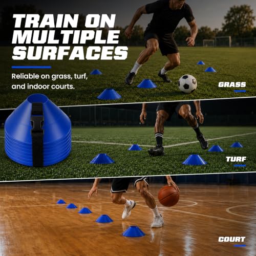 American Challenge Large Disc Cones, Soccer Cones for Sports, Set of 6 - color: Royal