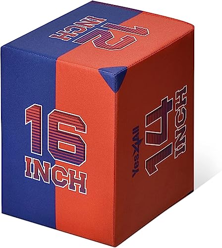 Yes4All 3-in-1 Soft-Padded Plyo Box With Wooden Core, Non-Slip Multi-Use Cushioned Plyometric Jump Box with Vinyl Cover for Jumping, Conditioning, Strength Training - color: B. Basketball Version- Black, style: 16" x 14" x 12"