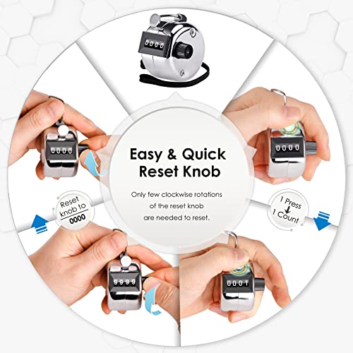 KTRIO Handheld Tally Counter, 4-Digit Mechanical Clicker - color: Metallic Color