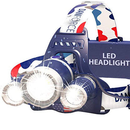 DanForce Headlamp. USB Rechargeable LED Head Lamp. Ultra Bright LUMINUS 1080 Lumen Headlamp Flashlight + Red Light. HeadLamps for Adults, Camping, Outdoors & Hard Hat Light. Zoomable IPX54 Headlight - color: Apollo