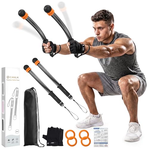 Ropeless Battle Ropes with Adjustable Weight, 2 Pack, Black - color: Black