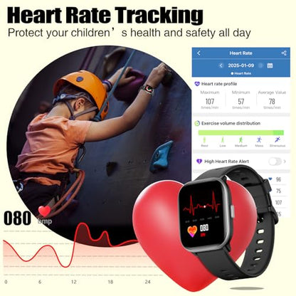 meoonley Kids Watch for Girls Boys with IP68 Waterproof, Girls Watch with 19 Sports Modes, Sleep Tracking, Pedometer, Stopwatch, Kids Activity Tracker, Birthday Gifts for Girls Age 6-15 Years Old - color: Black
