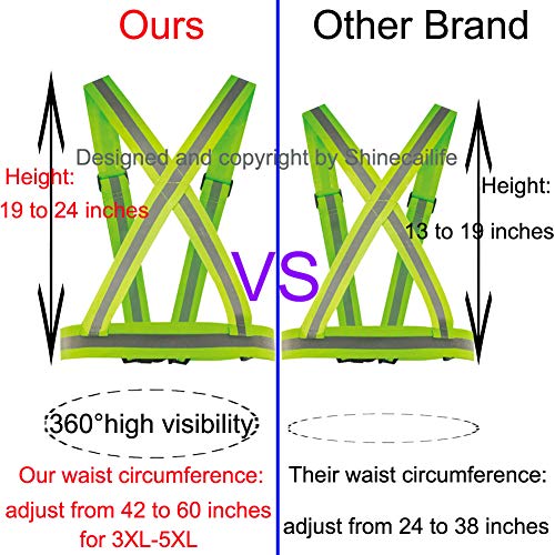 2" Wider Reflective Safety Vest,60% More High Vis,Women Men S-2XL,3XL-5XL - size: Small-XX-Large