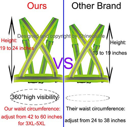 2" Wider Reflective Safety Vest,60% More High Vis,Women Men S-2XL,3XL-5XL - size: 3X-Large-5X-Large