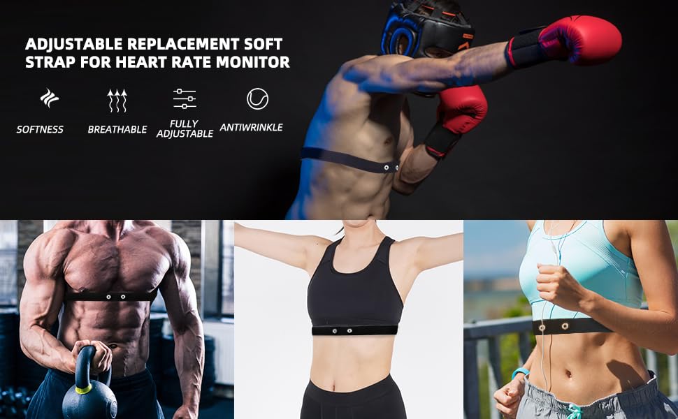 Comfortable Heart Rate Chest Replacement Strap for Polar H10 H9 Garmin Wahoo Coospo PowrLab Fitcent Magene MOOFIT IGPSPORT - color: Purple